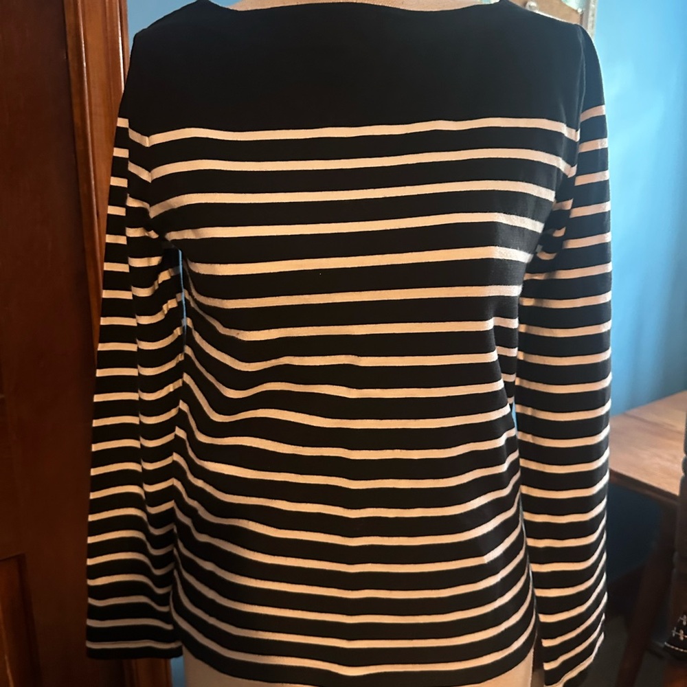 Ralph Lauren Black and White Striped Long Sleeve Top
